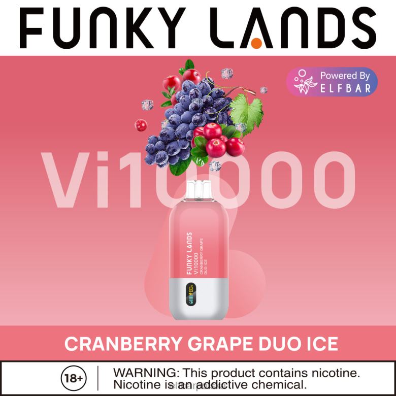 ELFBAR Funky Lands Best Smak jednorazowych waporyzatorów vi10000 z lodem 46XNB156 lód duet winogron żurawinowych