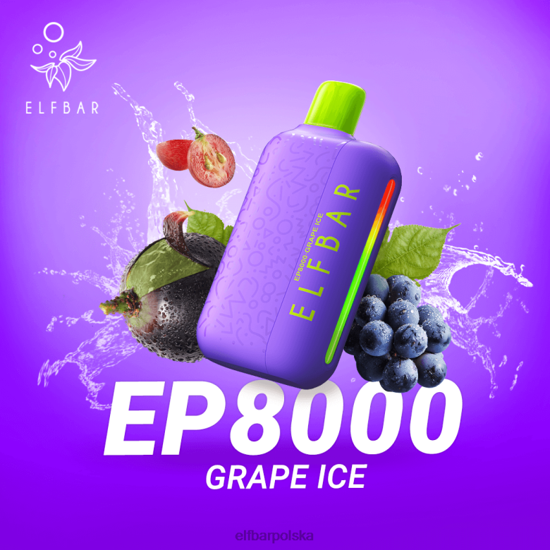ELFBAR jednorazowe vape nowe zaciągnięcia ep8000 46XNB59 lód winogronowy