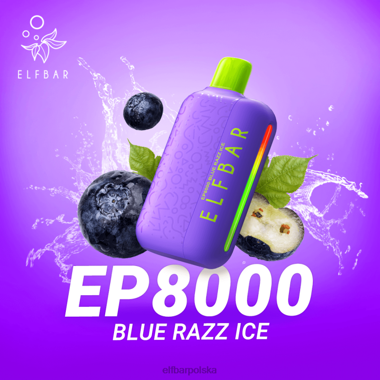 ELFBAR jednorazowe vape nowe zaciągnięcia ep8000 46XNB65 niebieski razz lód